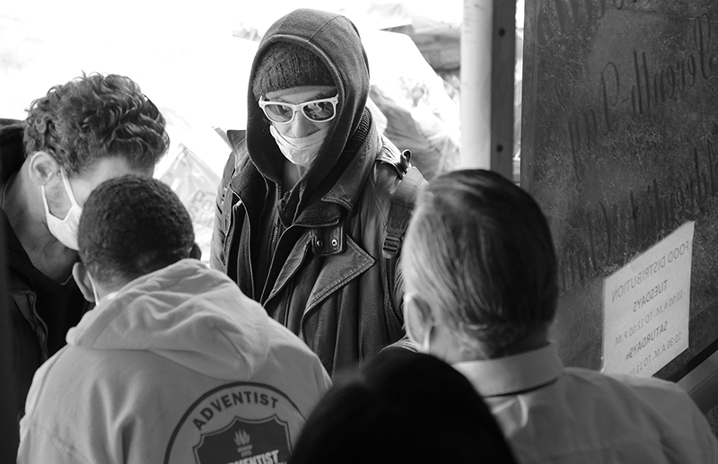 2020 : Food Lines : Seventh Day Adventists Help the Needy : Streetlife : New York City : Times Square : Richard Moore : Photographer : Photojournalist